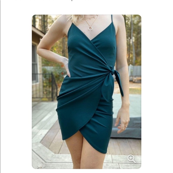 blue blush wrap dress